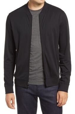 NWT Robert Barakett Georgia XL Pima Cotton Fill Zip Black Jacket Long Sleeve